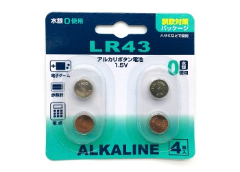 アルカリボタン電池LR43 4P
