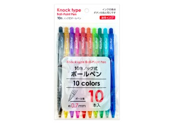 10色 ノック式カラーボールペン　0.7ｍｍ