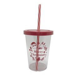 クリスマス柄コールドカップ（ストロー付属）