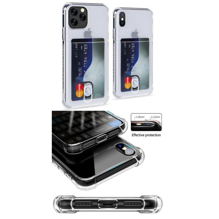 iphone11 pro max ケース クリア カード収納 ソフト iphone xr iphone xs 透明 ケース シリコン 透明 背面  カード かわいい スマホケース 薄型 アイフォン11 P30 Hapima365 Hapima!（ハピマ） ハッピーマーケット