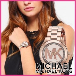 正規品 ☆ Michael Kors マイケルコース RUNWAY ランウェイ 時計 レディース MK3549 ピンク クリスタル